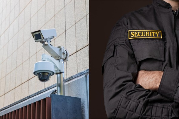 security person and cctv camera